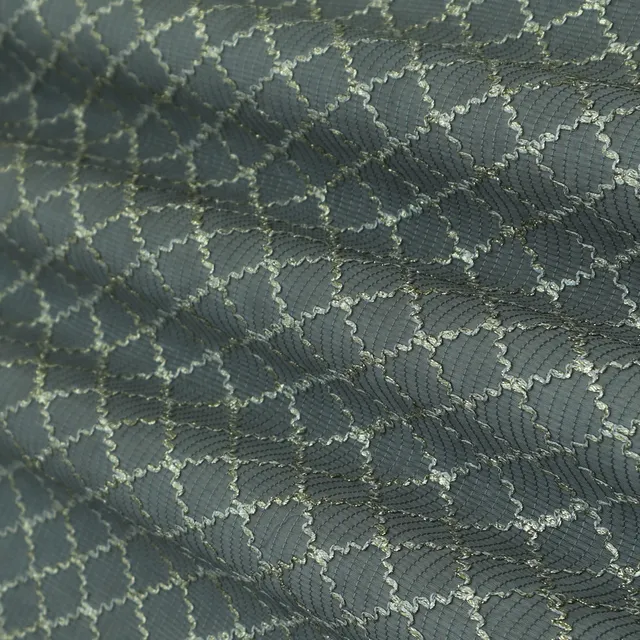 Deep Gray Silk Chanderi Diamond Pattern Gota Work Embroidery Fabric
