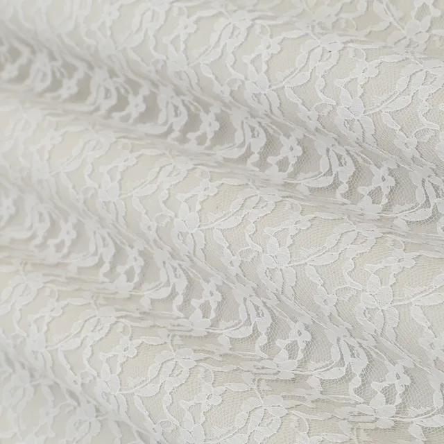 Powder White Self Floral Net Fabric