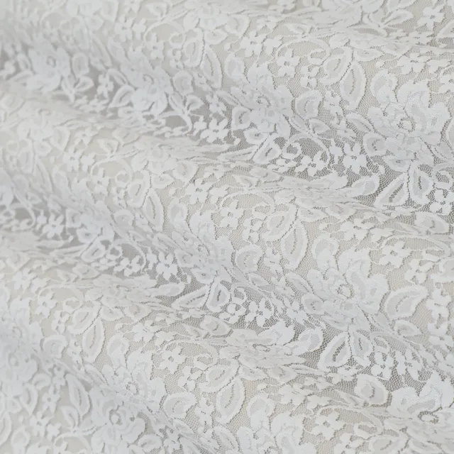 Ivory Self Floral Net Lycra Fabric