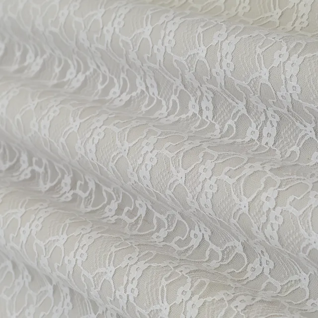 Pearl White Self Floral Net Fabric