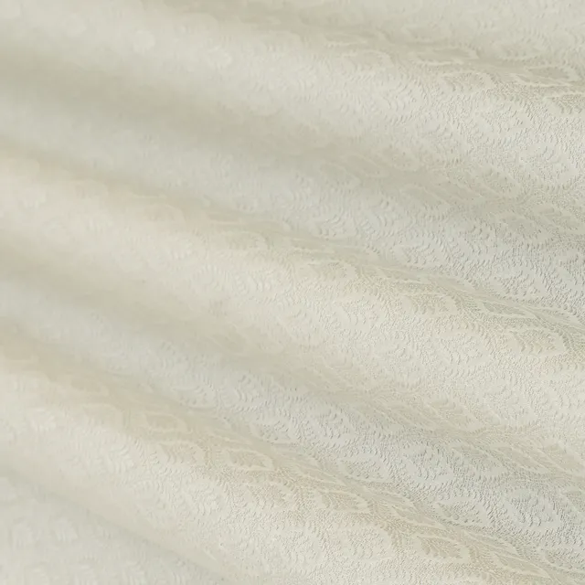 Bright White Brocade Floral Jacquard Fabric