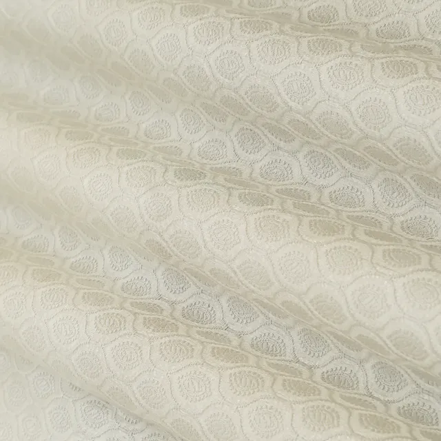 Daisy White BrocadeFloral Jacquard Fabric