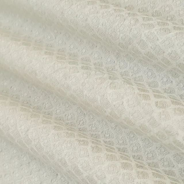 Frost White BrocadeFloral Jacquard Fabric