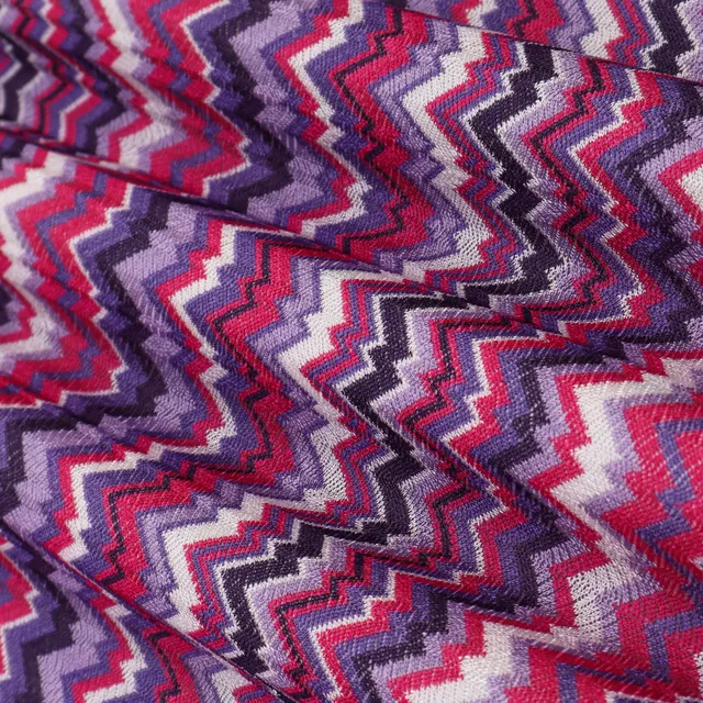 Pastel PInk, Purple and White Zig Zag Print Crochet-Crosia Fabric