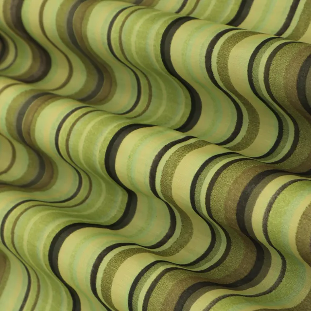 Pickle Green Linen Satin Stripe Print Fabric