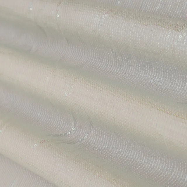 Bright White Georgette Panni Sequin Fabric