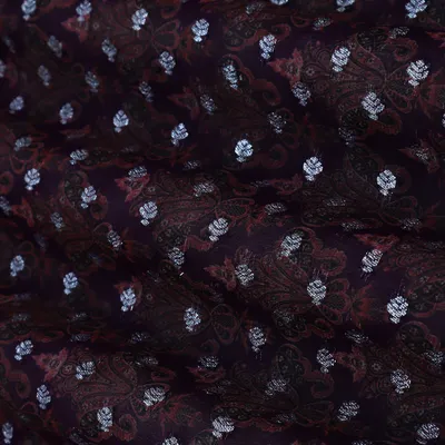 Chocolate Brown Print Booti Jacquard Weave georgette Fabric