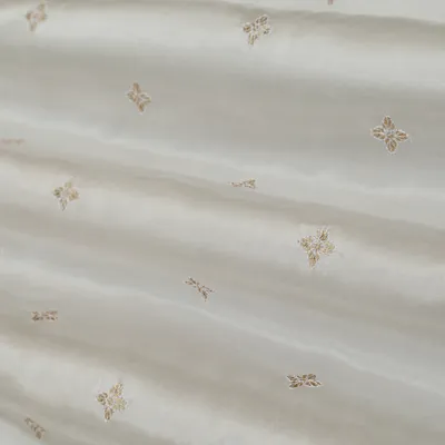 Pure White Embroidery Gajji Silk Fabric
