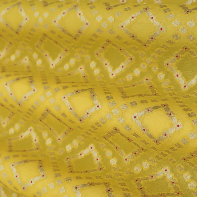 Canary Yellow and Silver Booti Embroidery Georgette Khaddi