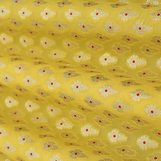 Lemon Yellow and Silver Booti Embroidery Georgette Khaddi