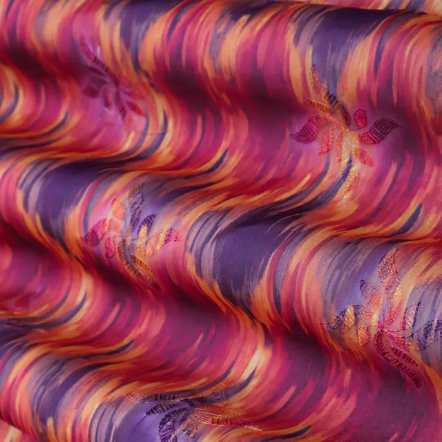 Multicoloured Pastel Print Tabby Organza Fabric