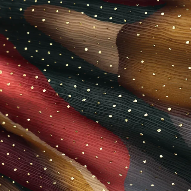 Multicoloured Georgette Crush Mukaish Embroidery Fabric