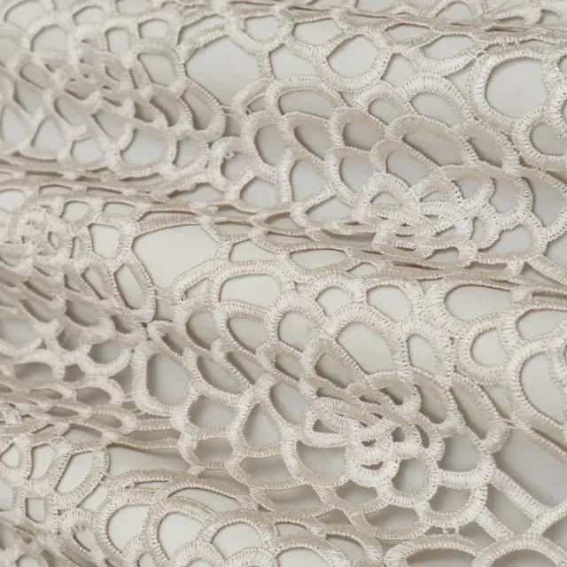 Pearl White Crochet-Crosia Jaal Fabric