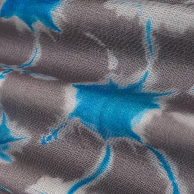 Ash Grey Check Abstract Print Kota Fabric