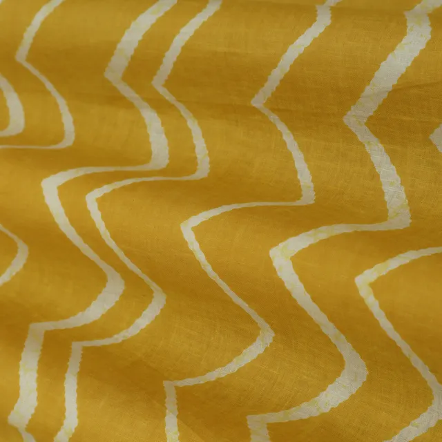 Banana Yellow Zig-Zag Print Cotton Fabric
