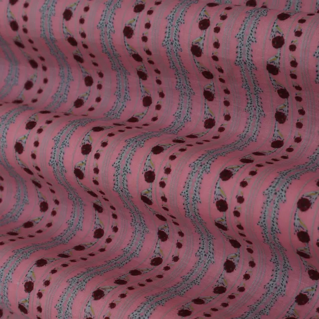 Baby Pink Motif Print Cotton Fabric