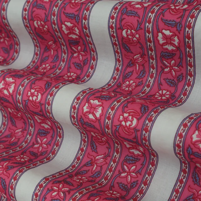 Candy Pink Motif Print Cotton Fabric