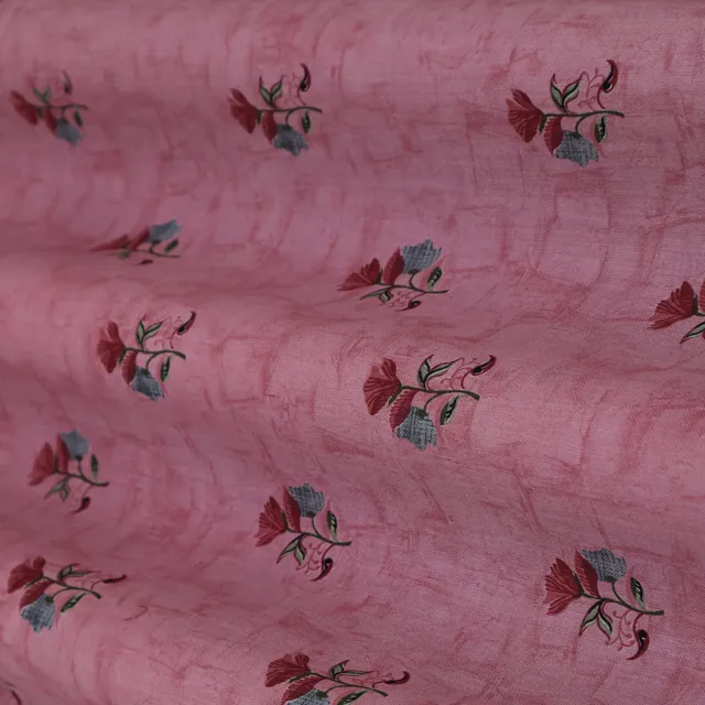 Rose Pink Motif Print Cotton Fabric