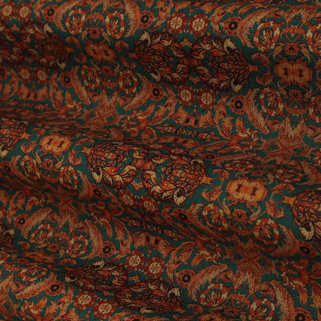 Red Multicoloured Ethnic Print Pashmina Fabric