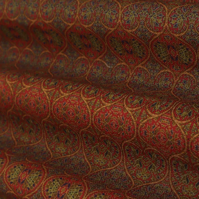 Brown Multicoloured Ethnic Print Pashmina Fabric