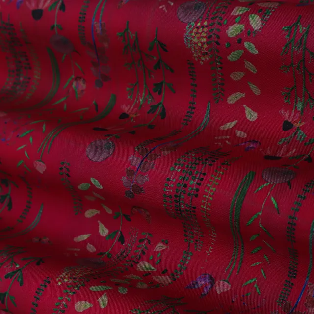 Magenta Pink Multicoloured Floral Print Pashmina Fabric