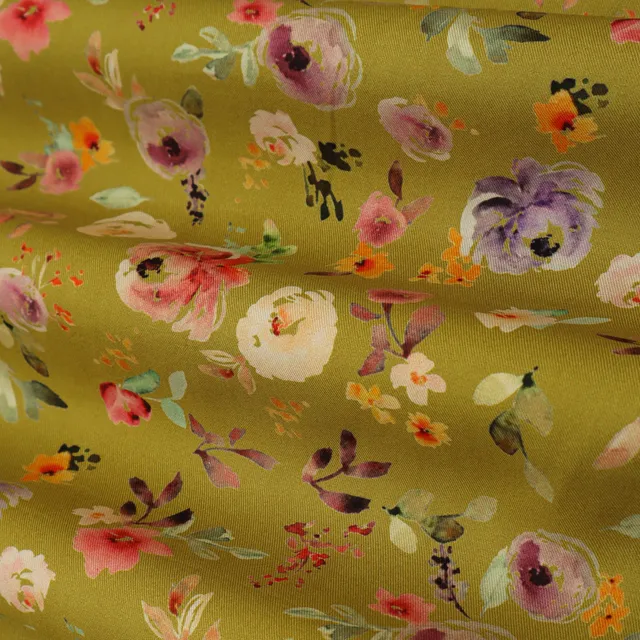 Mustard Yellow Multicoloured Floral Print Pashmina Fabric