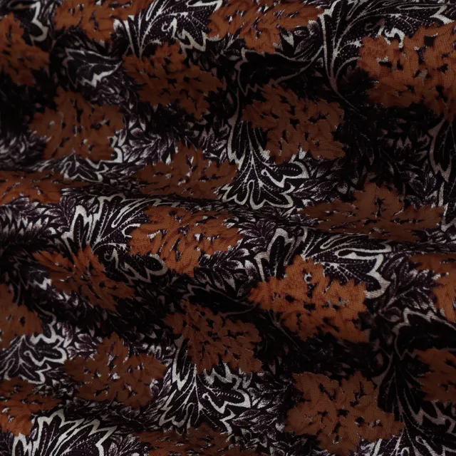 Chocolate Brown Print Velvet Lycra Fabric