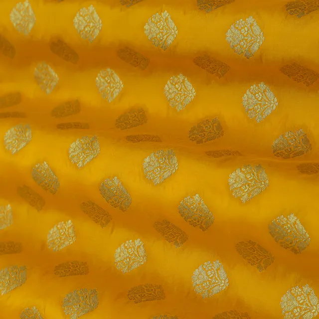 Marigold Yellow and Gold Booti Weave Brocade