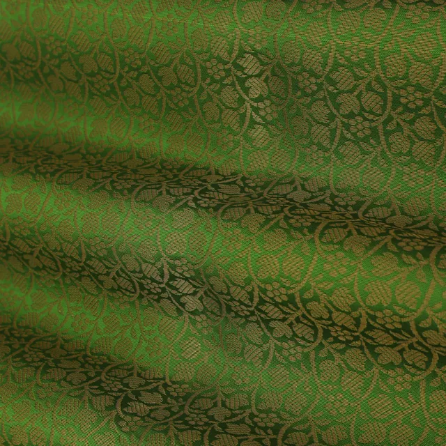 Emerald Green and Gold Weave Brocade