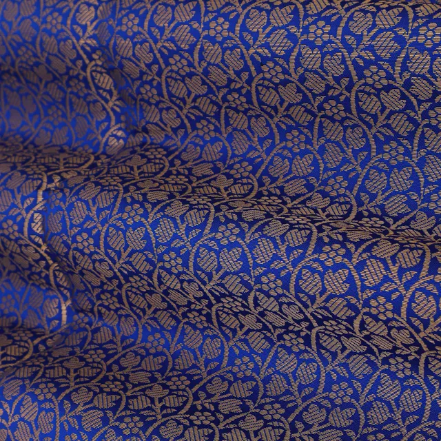 Sapphire Blue and Gold Weave Brocade