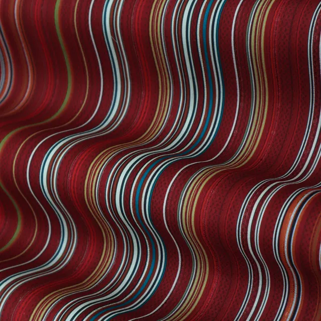 Maroon Red Print Sequins Embroidery slub Silk Fabric
