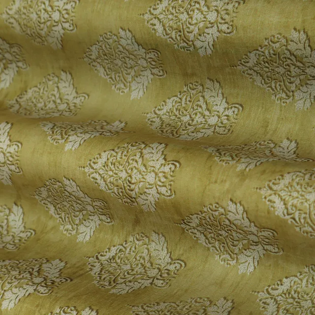 Canary Yellow Motif Printed Chanderi Handloom