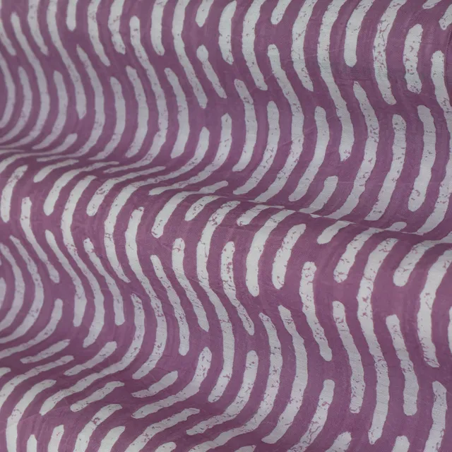 Lavender Purple Pattern Printed Chanderi Handloom