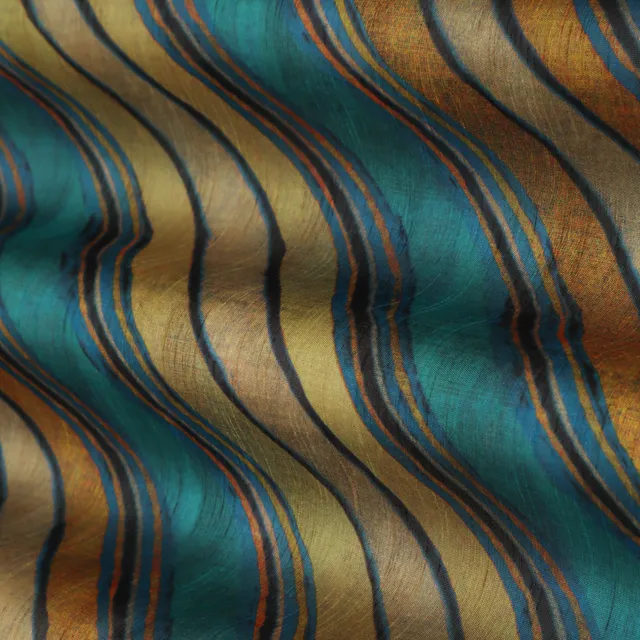 Blue Multicoloured Print Soft Dupion SIlk Fabric