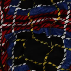 Black Multicoloured Print Woolen Lycra Fabric