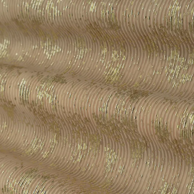 Beige Gold Foil Satin Crush Fabric