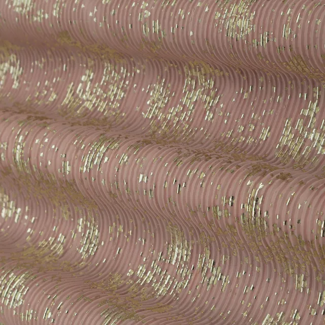 Pink Gold Foil Satin Crush Fabric