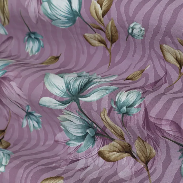 Lilac Purple Print Armani Satin Silk Fabric