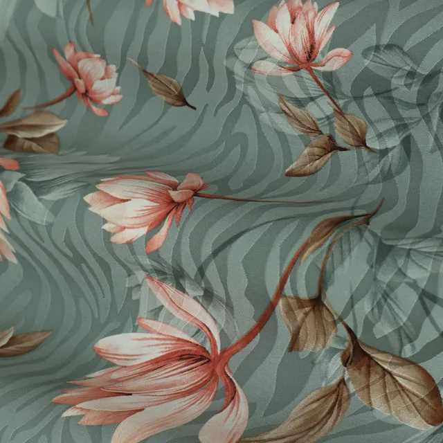 Ash Grey Print Armani Satin Silk Fabric