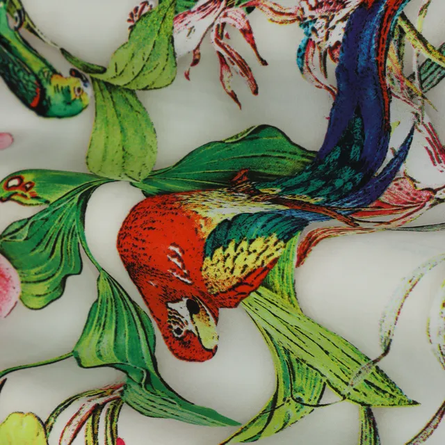 Vibrant Multicoloured Print Armani Satin Silk Fabric