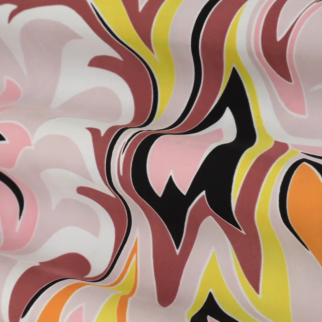 Pastel Multicoloured Print Armani Satin Silk Fabric