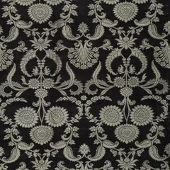 Jet Black and Silver Weave Pure Brocade