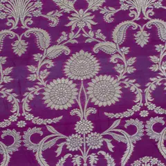 Lavender Purple and Silver Weave Pure Brocade