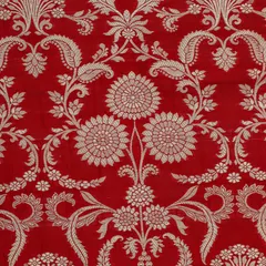 Ruby Red and Silver Weave Pure Brocade