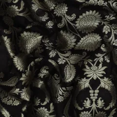Jet Black and Silver Weave Pure Brocade