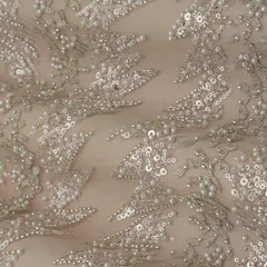 Champagne Cream Heavy Sequins Embroidery Net