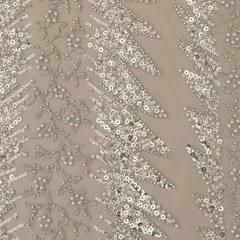 Champagne Cream Heavy Sequins Embroidery Net