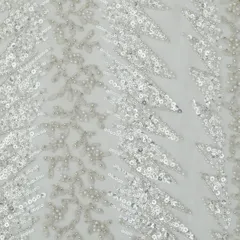 Snow White Heavy Sequins Embroidery Net