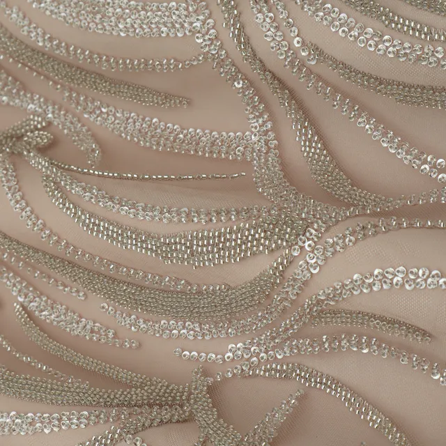 Blush Pink Heavy Sequins Embroidery Net