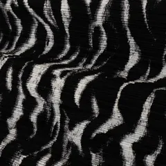 Black and White Print Satin Crush Fabric
